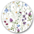 thumbnail image 1 of Designart 'Wildflowers Clover Bell and Chamomile I' Traditional Circle Metal Wall Art 36x36 - Disc of 36, 1 of 5