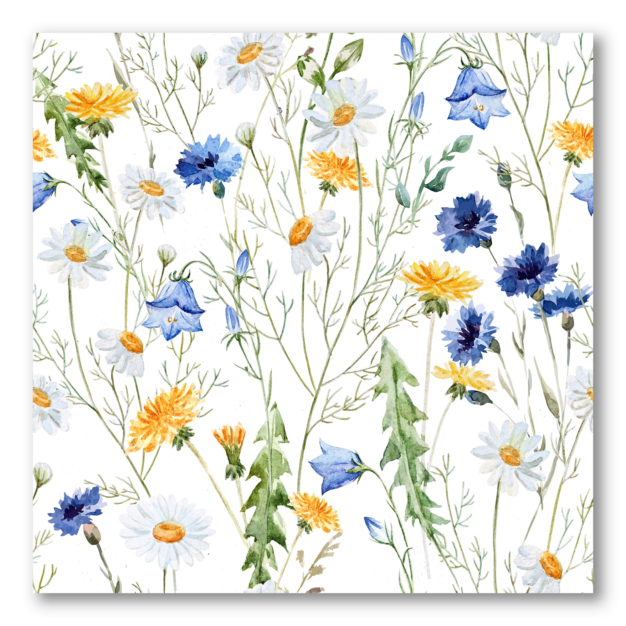 Designart ' Wildflowers Clover Bell and Chamomile II ' Traditional Canvas Wall Art Print