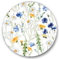 thumbnail image 1 of Designart 'Wildflowers Clover Bell and Chamomile II' Traditional Circle Metal Wall Art 36x36 - Disc of 36, 1 of 5