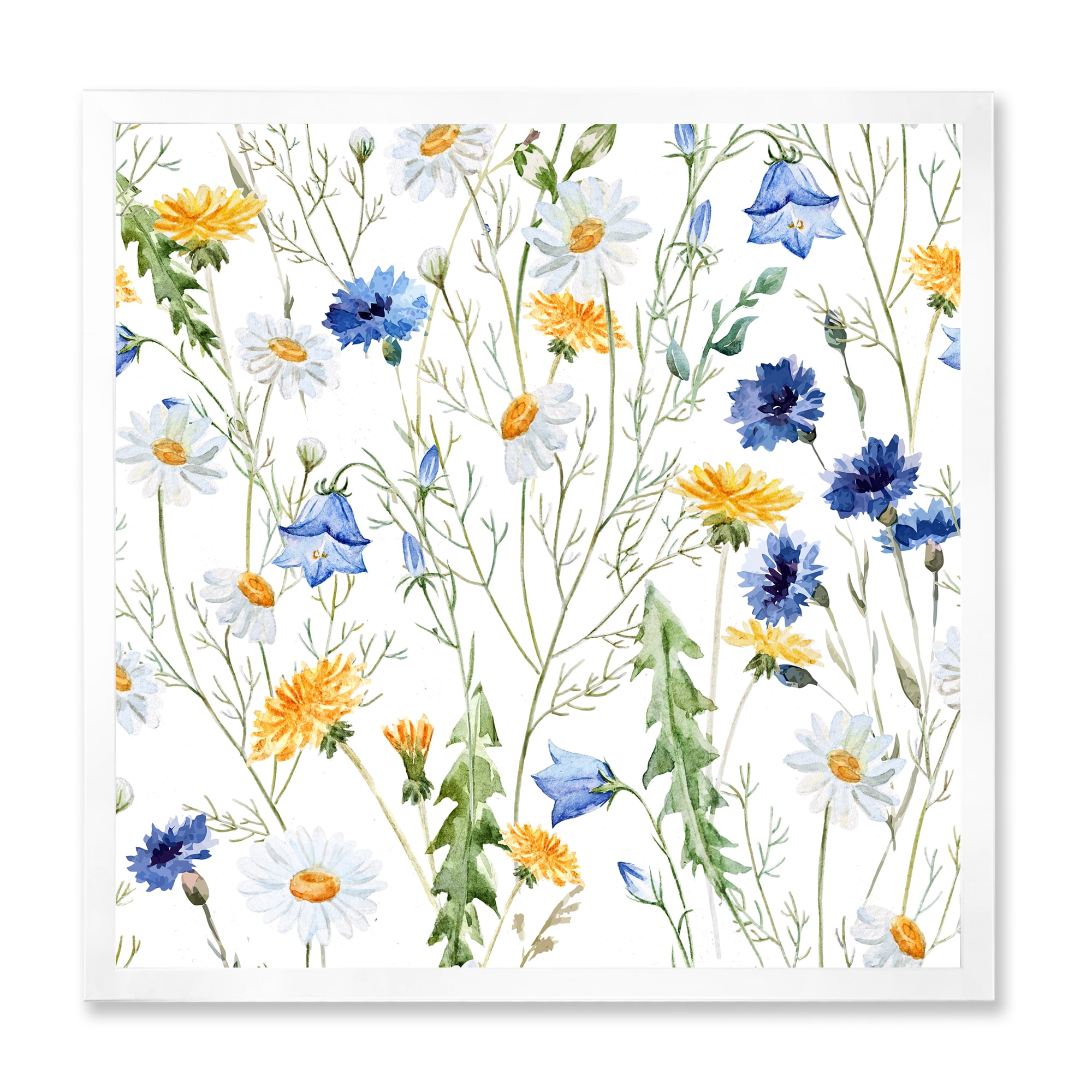 Designart 'Wildflowers Clover Bell and Chamomile II' Traditional Framed Art Print