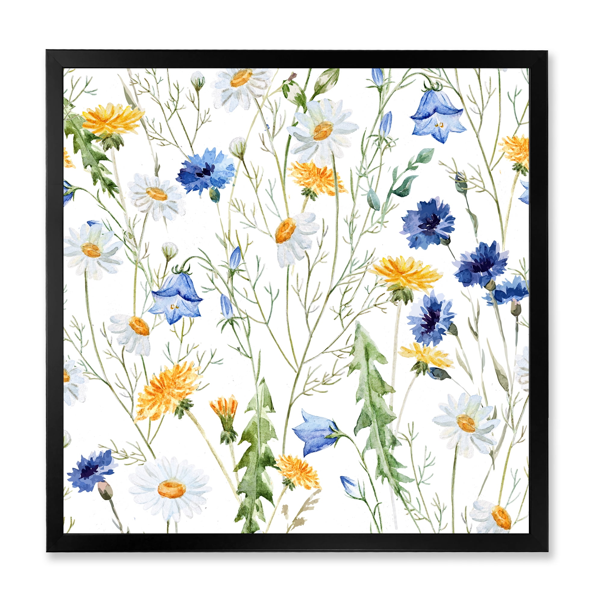 Designart 'Wildflowers Clover Bell and Chamomile II' Traditional Framed Art Print