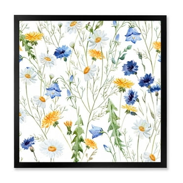 Designart 'Wildflowers Clover Bell and Chamomile II' Traditional Framed Art Print