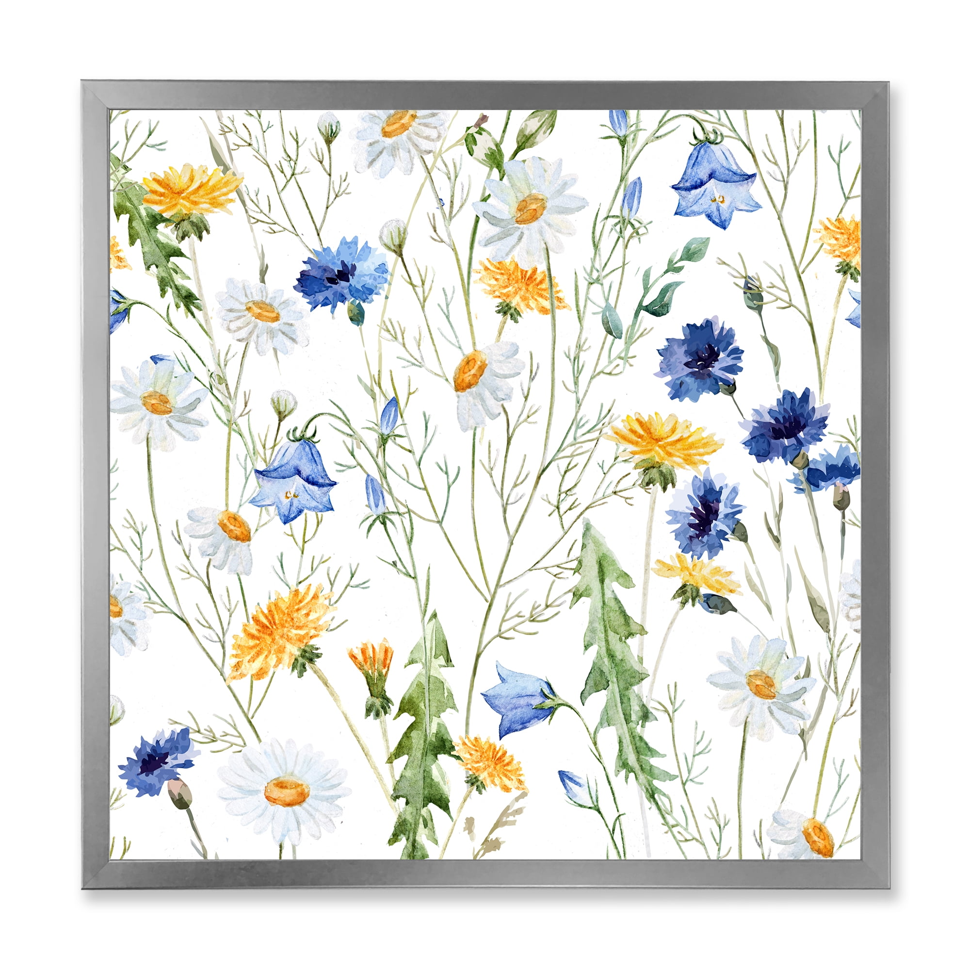 Designart 'Wildflowers Clover Bell and Chamomile II' Traditional Framed Art Print