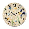 thumbnail image 1 of Designart 'Wildflowers Clover Bell and Chamomile II' Traditional Wood Wall Clock, 1 of 5