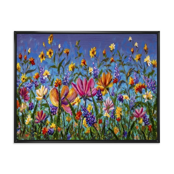Designart 'Wildflowers and Daisies In Summer Garden Field I' Traditional Framed Canvas Wall Art Print