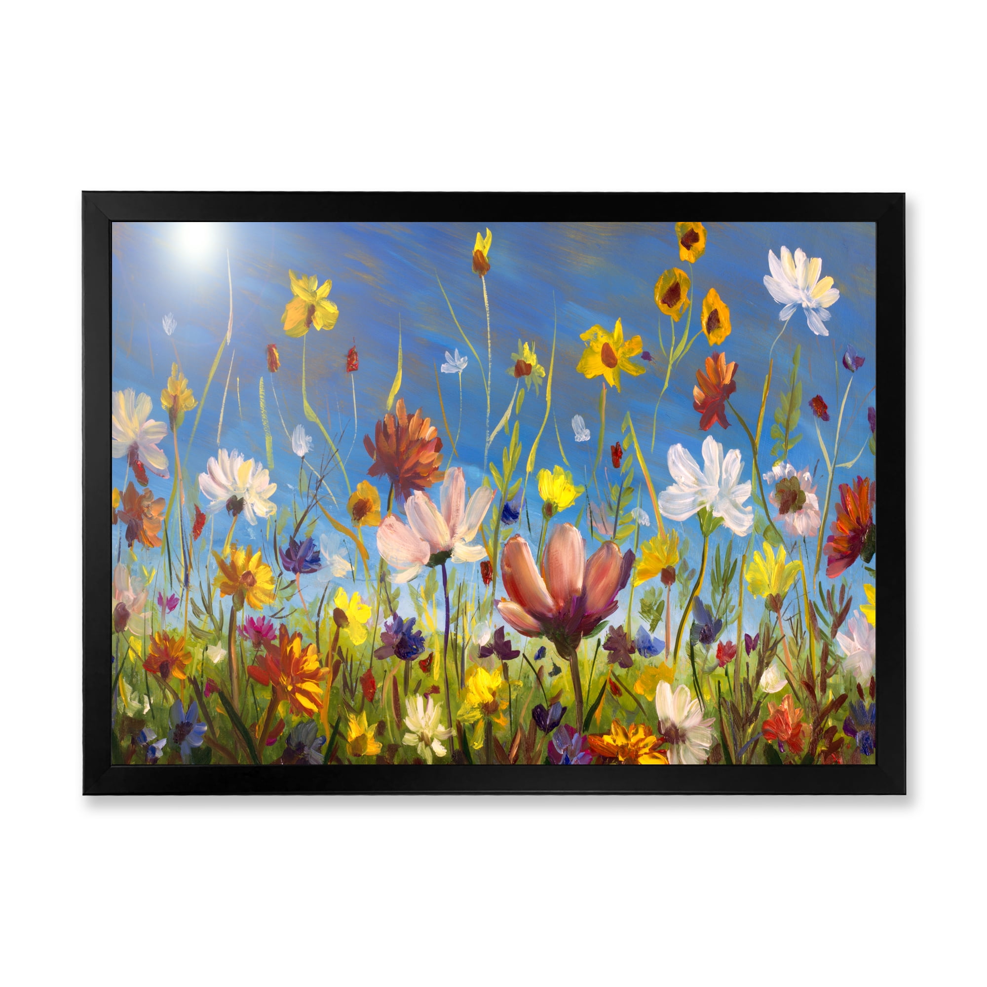 Designart 'Wildflowers and Daisies In Summer Garden Field II' Traditional Framed Art Print