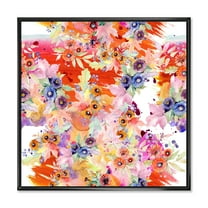Designart 'Wildflowers and Vibrant Wild Spring Leaves VI' Modern Framed Canvas Wall Art Print