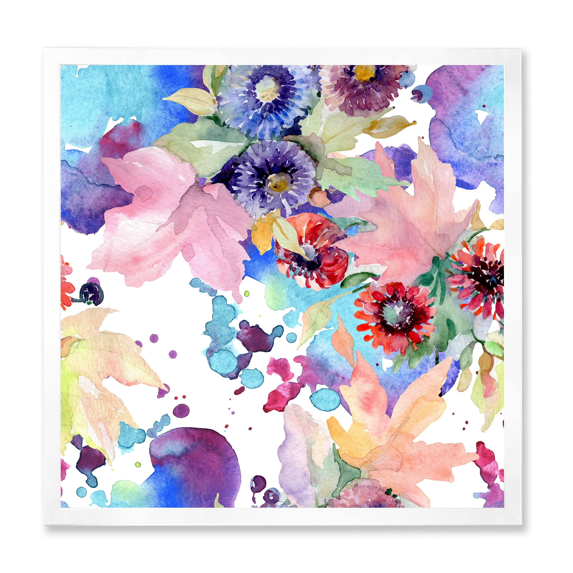Designart 'Wildflowers and Vibrant Wild Spring Leaves VIII' Modern Framed Art Print