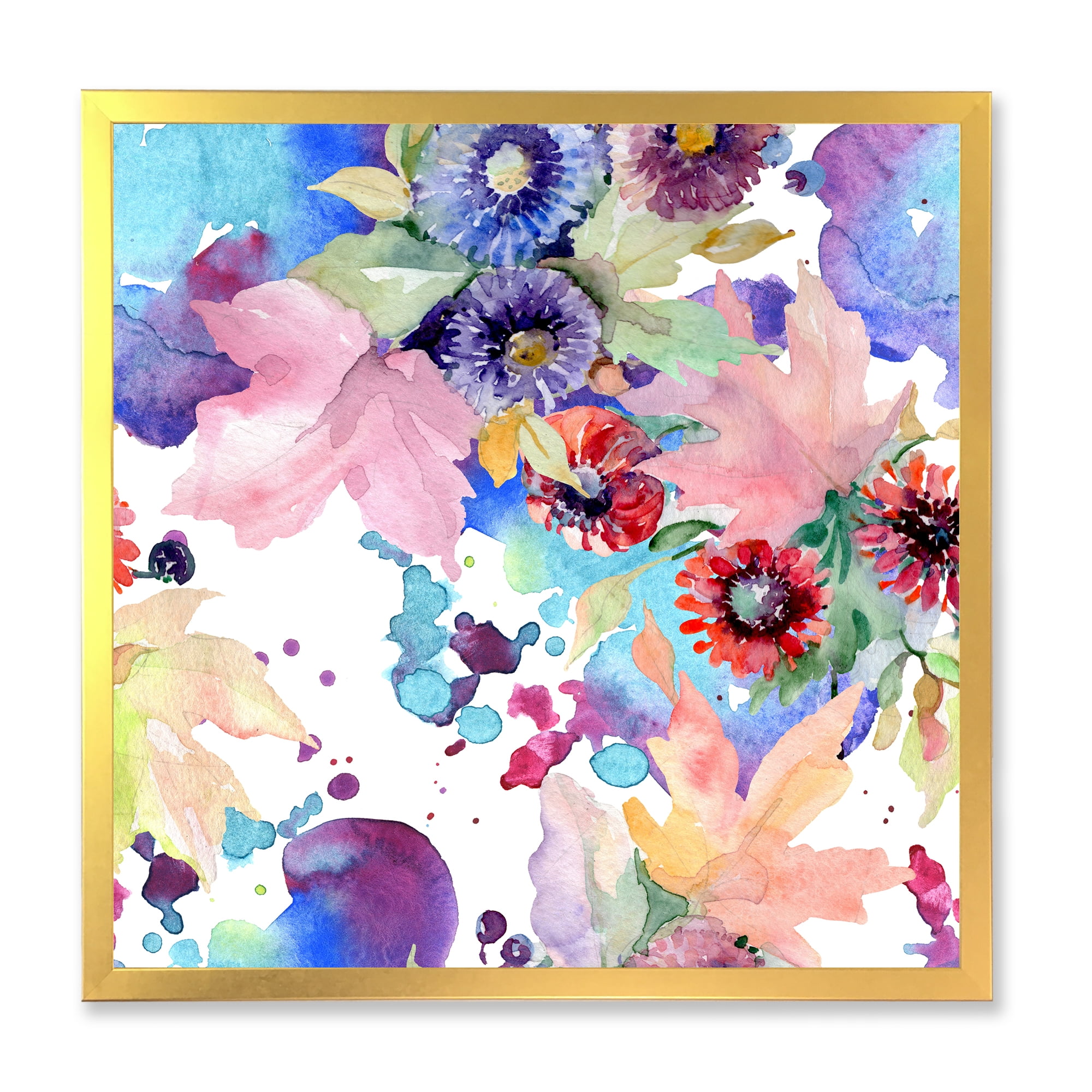 Designart 'Wildflowers and Vibrant Wild Spring Leaves VIII' Modern Framed Art Print