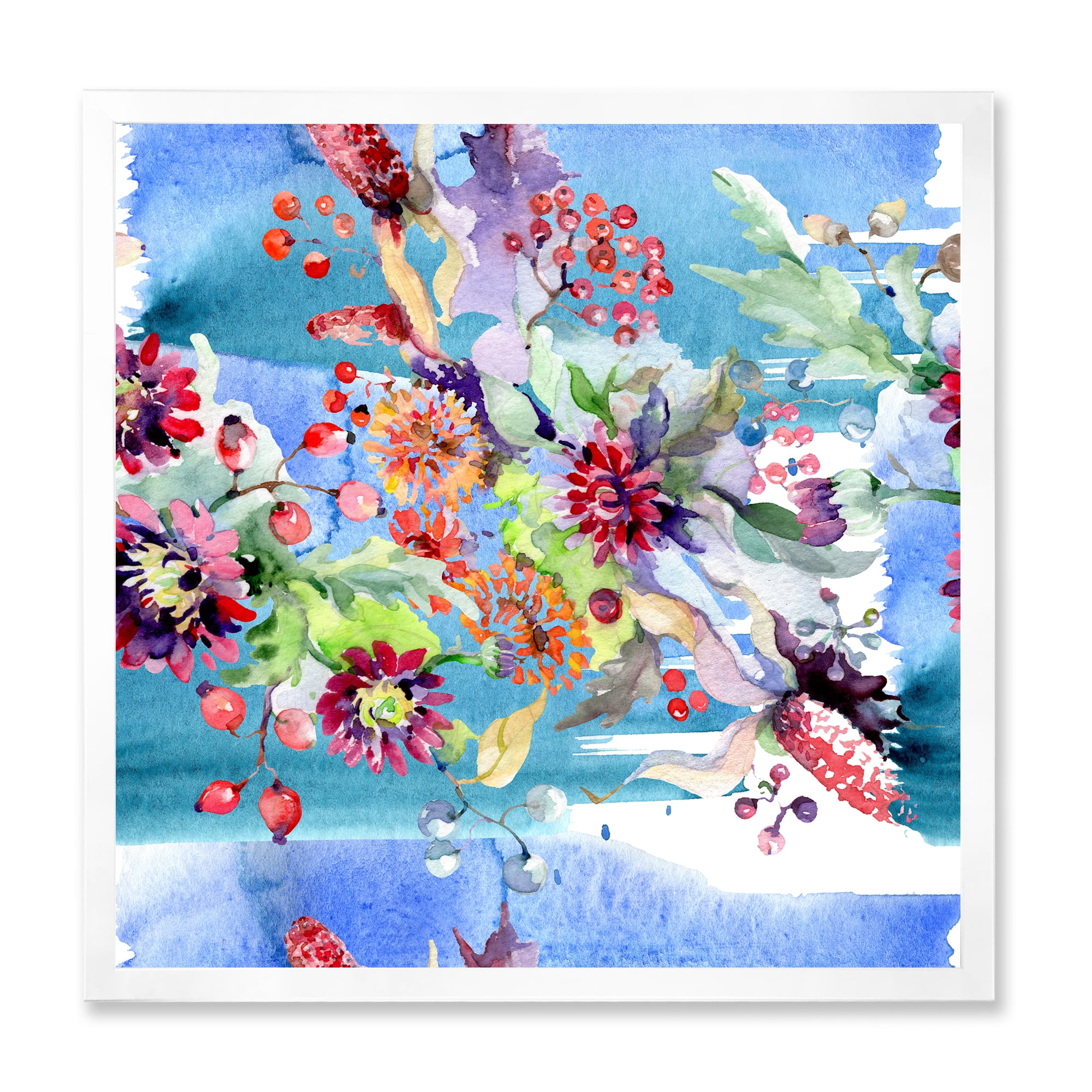 Designart 'Wildflowers and Vibrant Wild Spring Leaves XIII' Modern Framed Art Print