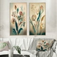 thumbnail image 1 of Designart "Wildflowers in Faded Vintage Palette II" Floral Framed Wall Art Set Of 2 - Traditional Beige Gallery Wall Frame Set For Home Decor, 1 of 6