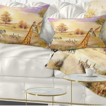 Designart Wildlife of Savannah Illustration - African Throw Pillow - 12x20