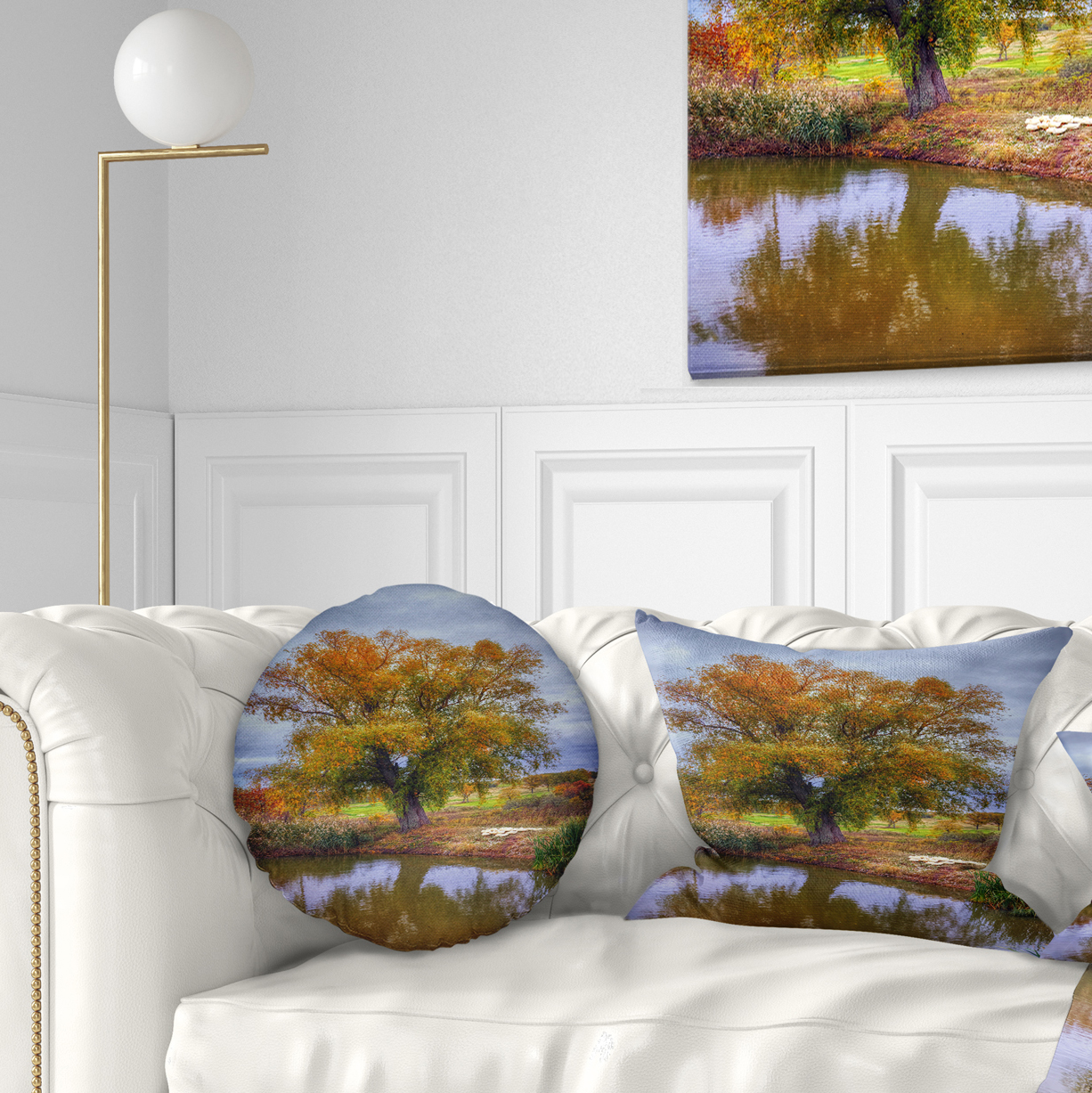 Designart Willow Near Pond - Landscape Photography Throw Pillow - 12x20