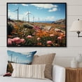 thumbnail image 1 of Designart "Wind Turbines Floral landscape I" Plants Floater Framed Wall Art Print, 1 of 7