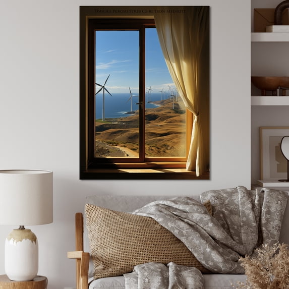 Designart "Wind Turbines Minimal Scenery III" Wind Turbines Wall Decor