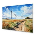 thumbnail image 1 of Designart "Wind Turbines in the Countryside I" Landscapes Metal Art Living Room, 1 of 5