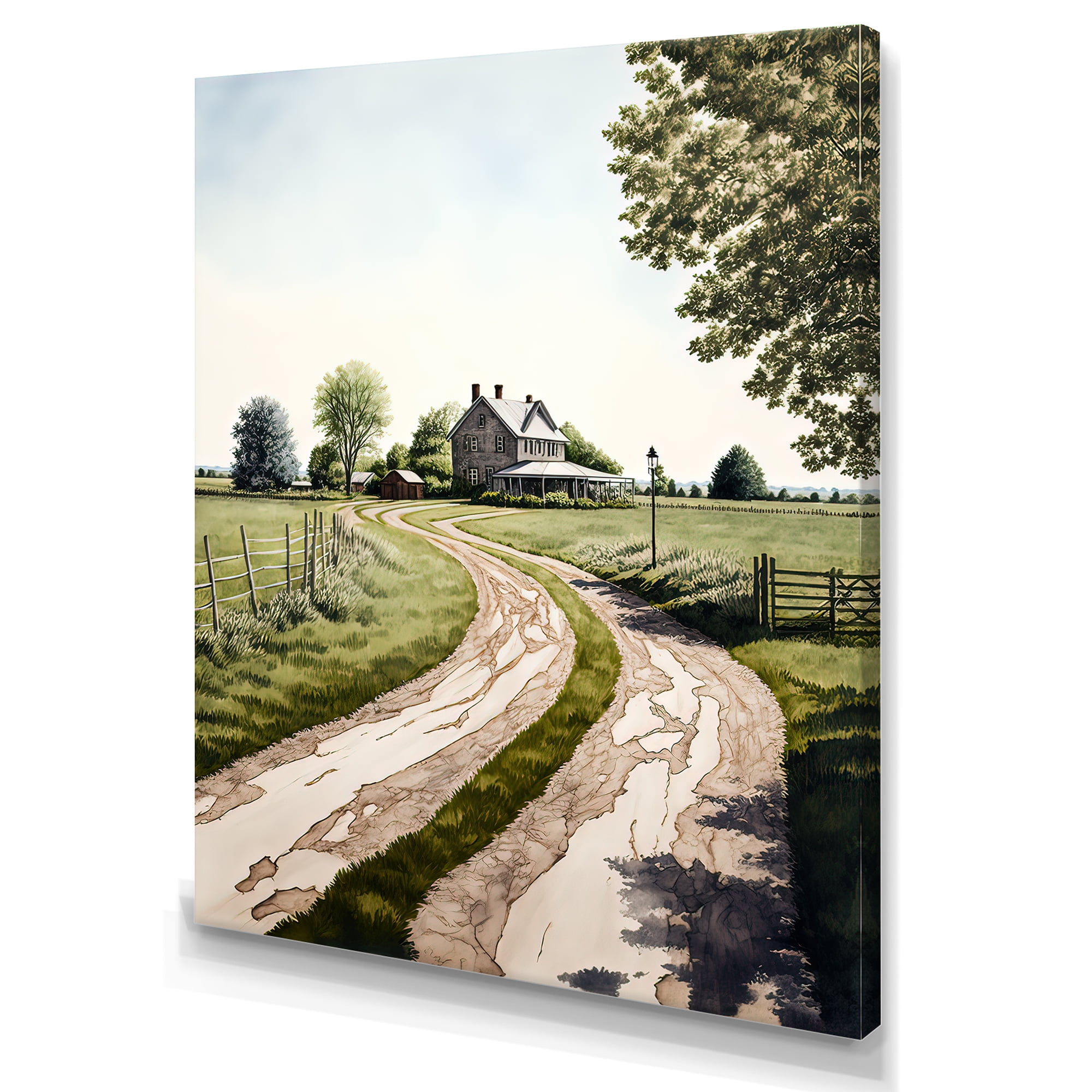 Designart Winding Path Leading Up To A Homestead II Canvas Wall Art