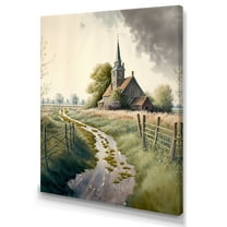 Designart Winding Path To Church IV Canvas Wall Art