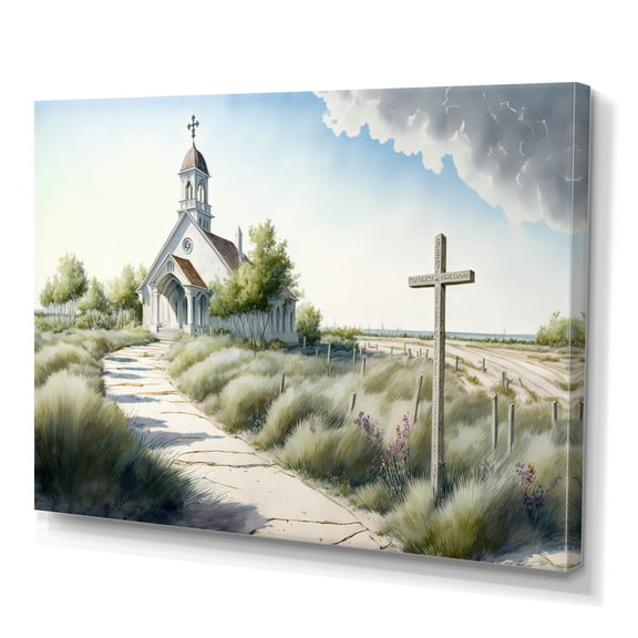 Designart Winding Path To Church VI Canvas Wall Art