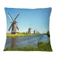 thumbnail image 1 of Designart Windmills at Kinderdijk - Landscape Printed Throw Pillow - 16x16, 1 of 1
