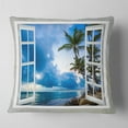 thumbnail image 1 of Designart Window Open to Cloudy Blue Sky - Landscape Wall Throw Pillow - 18x18, 1 of 4
