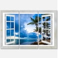thumbnail image 1 of Designart 'Window Open to Cloudy Blue Sky ' Oversized Landscape Wall Art Print, 1 of 3