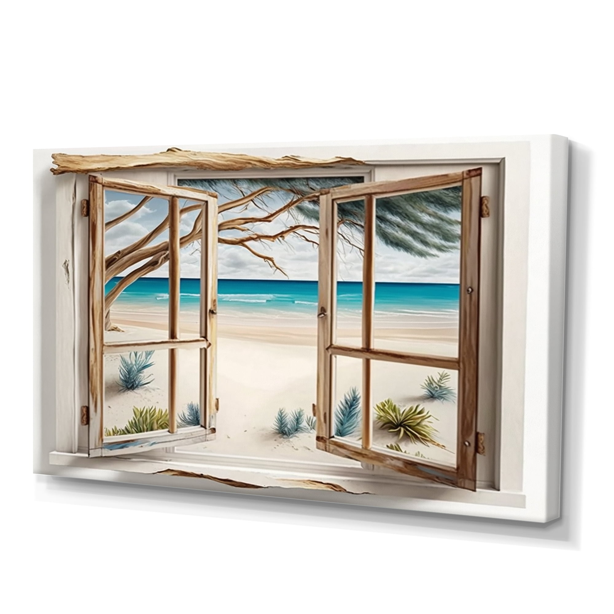 Designart Window To The Beach I Canvas Wall Art