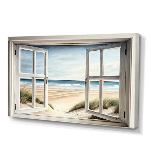 Designart Window To The Beach IV Canvas Wall Art