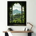 Designart "Window View of Japan Gardens I" Landscapes Framed Wall Art