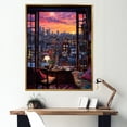 thumbnail image 1 of Designart "Window View of Tokyo at Night I" Landscapes Framed Wall Art - Traditional Pink Japan Bedroom Framed Canvas Wall Art, 1 of 6
