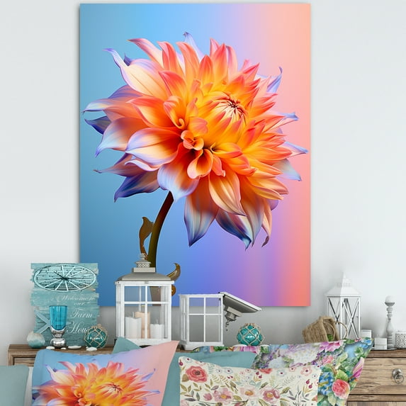 Designart "Windswept Coral Dahlia I" Dahlia Canvas Wall Art