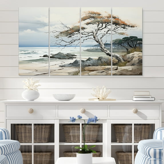 Designart "Windswept Tropics by the Coast" Beach & Ocean Metal Wall Art Set