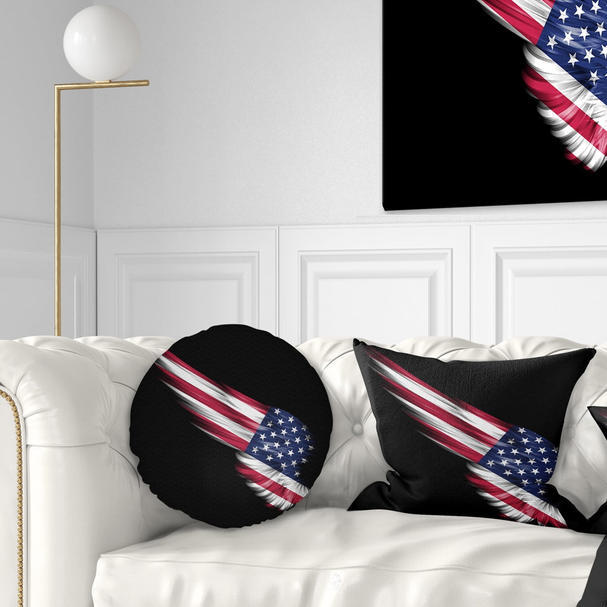 Designart Wing with American Flag - Abstract Throw Pillow - 12x20