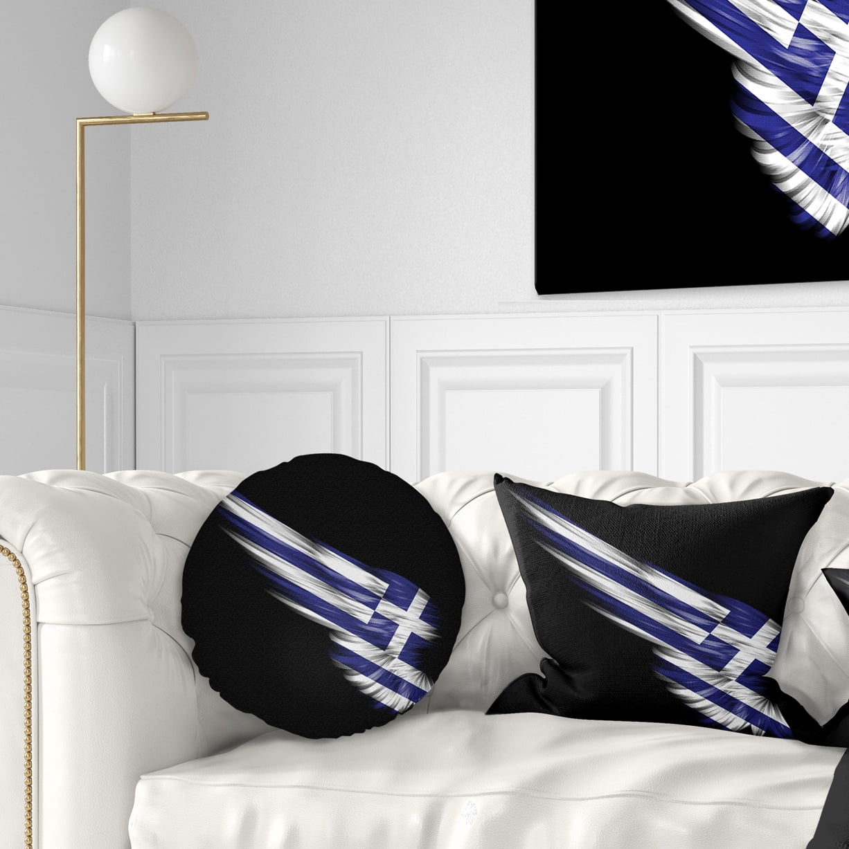 Designart Wing with Greece Flag - Abstract Throw Pillow - 12x20