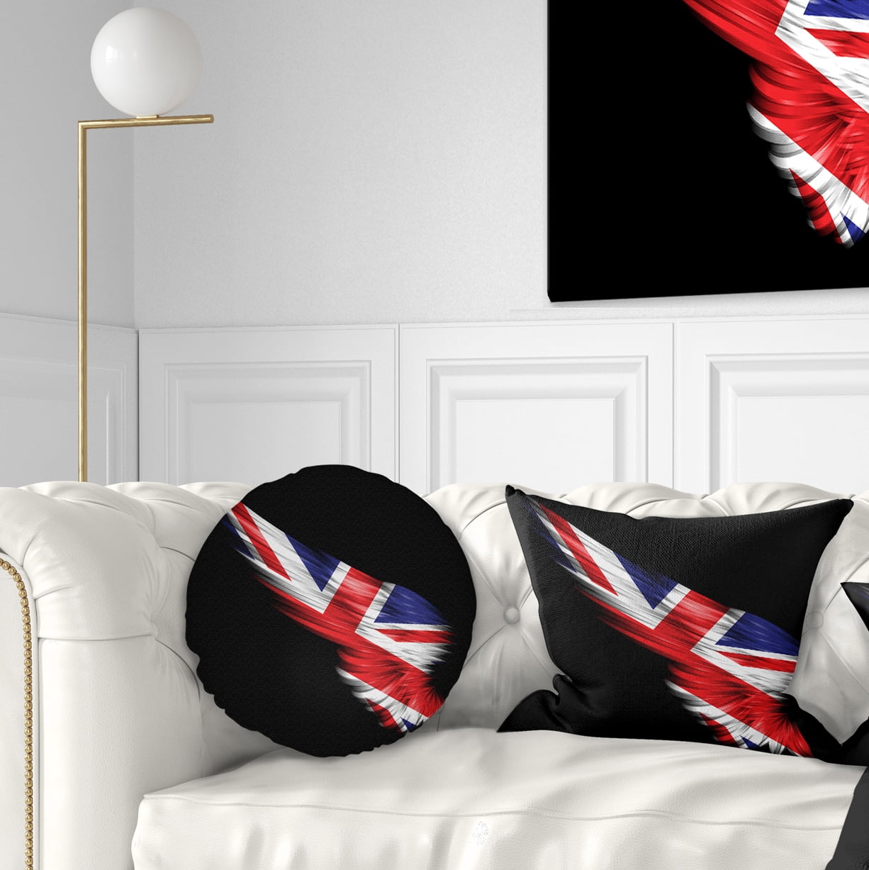Designart Wing with United Kingdom Flag - Abstract Throw Pillow - 12x20