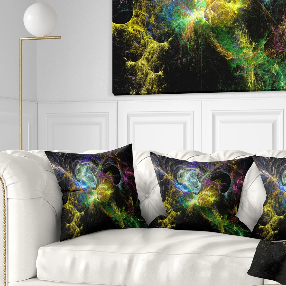 Designart Wings of Angels Yellow - Abstract Throw Pillow - 16x16