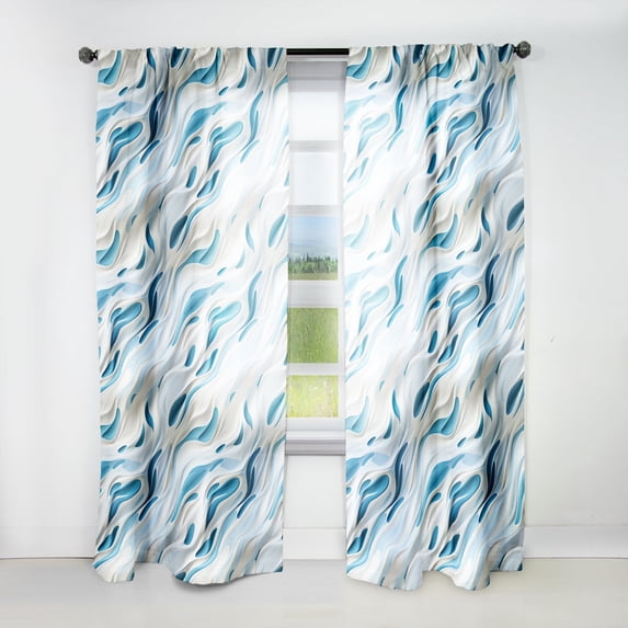 Designart "Winter Calm" Abstract Room Darkening Curtain Single Panel