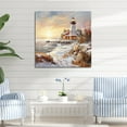 thumbnail image 1 of Designart "Winter Charm Of Coastal Lighthouse I" Beach Light House Canvas Art Print, 1 of 7