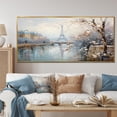 thumbnail image 1 of Designart "Winter Charm Parisian Eiffel Tower Views I" Oversized Cityscapes Framed Wall Art - Industrial Blue Paris Entryway Framed Wall Art Print, 1 of 1