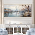 thumbnail image 1 of Designart "Winter Charm Parisian Eiffel Tower Views I" Oversized Cityscapes Framed Wall Art - Industrial Blue Paris Entryway Framed Wall Art Print, 1 of 6