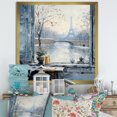 thumbnail image 1 of Designart "Winter Charm Parisian Eiffel Tower Views III" Cityscapes Framed Wall Art Decor - Industrial Blue Paris Living Room Framed Canvas Art, 1 of 6