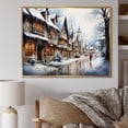 thumbnail image 1 of Designart "Winter Cityscape German Charm I" Landscapes Framed Wall Art - Traditional White Winter Landscape Entryway Framed Wall Art, 1 of 6