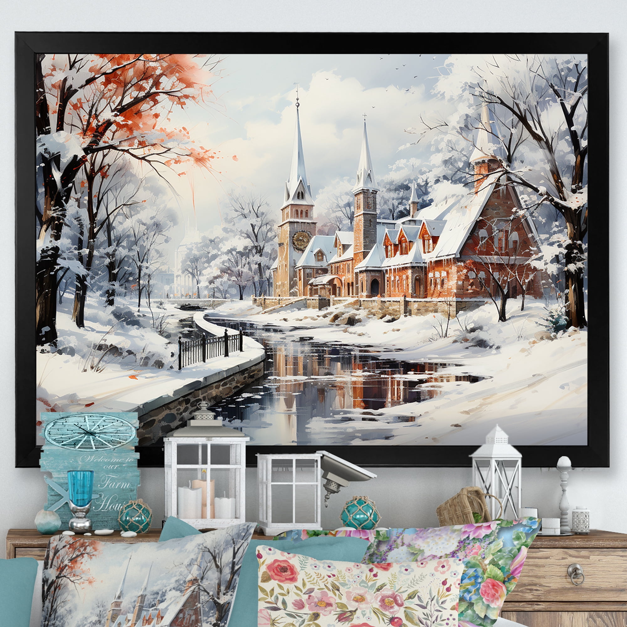 Fresh Look at Designart Winter Cityscape German Charm Iii Landscapes Framed Wall