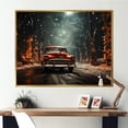 thumbnail image 1 of Designart "Winter Classic Red American Car in Snow" Transportation Framed Wall Art - Modern Red Car Old American Hallway Framed Wall Art Decor, 1 of 6