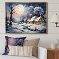 thumbnail image 1 of Designart "Winter Cottage Magic Christmas Scenery IV" Landscapes Framed Wall Art - Traditional Blue Winter Landscape Living Room Framed Canvas Art, 1 of 6