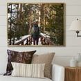 thumbnail image 1 of Designart "Winter Forest Hiking Adventure" Forest Floater Framed Wall Decor, 1 of 5