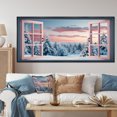 thumbnail image 1 of Designart "Winter Forest Scenery from Window I" Oversized Landscapes Framed Wall Art - Traditional White Winter Landscape Entryway Framed Wall Art Print, 1 of 7