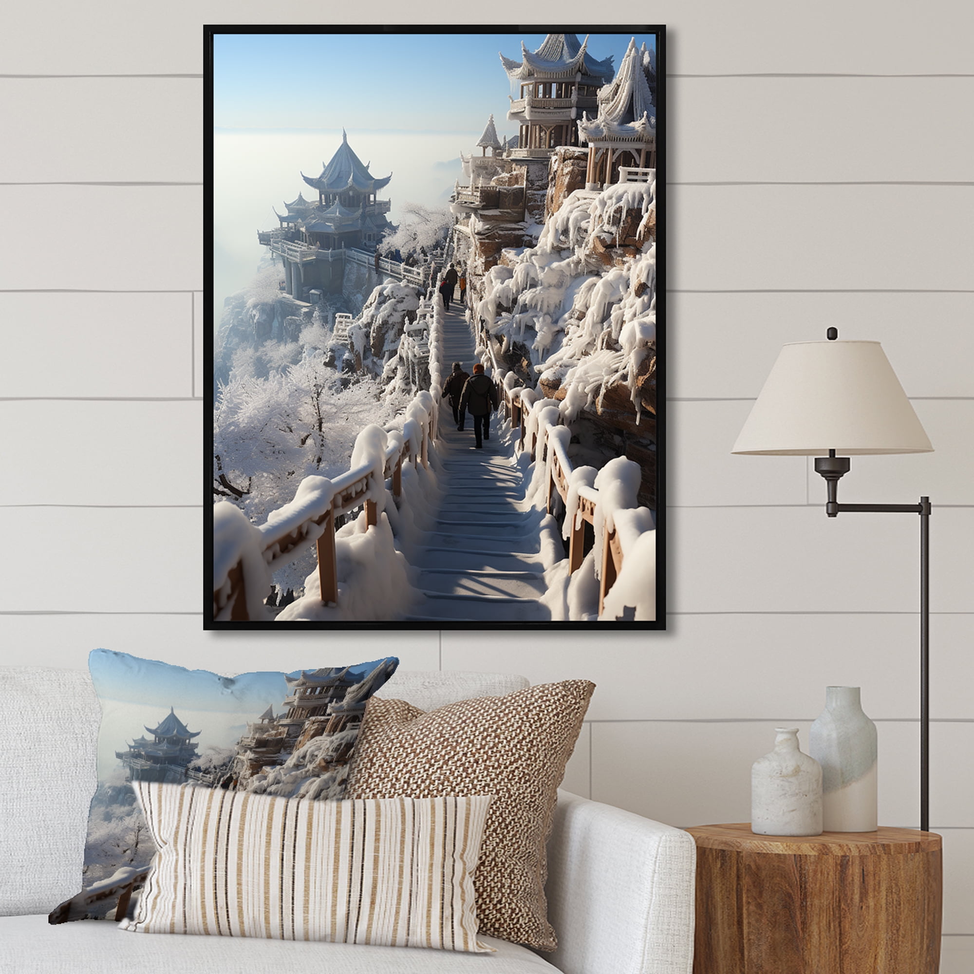 Designart "Winter Hiking Track in the Mountains I" Landscapes Framed
