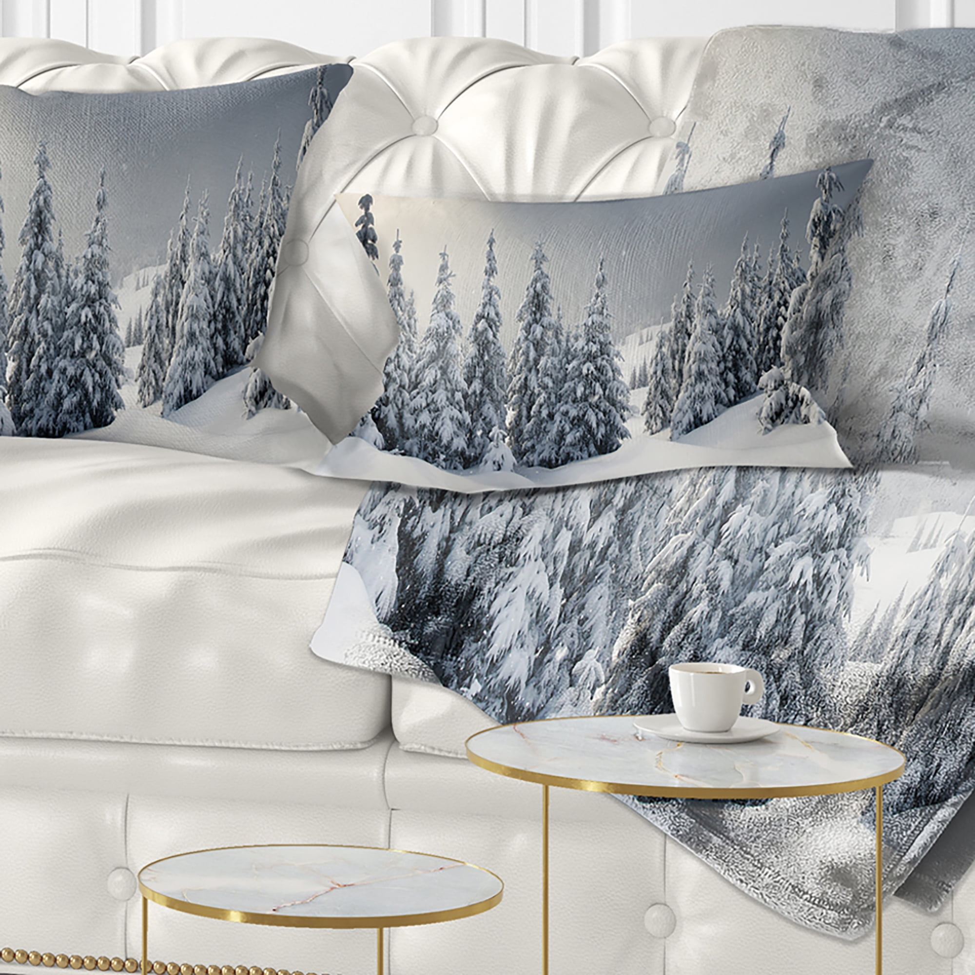 Designart Winter Landscape - Photography Throw Pillow - 12x20