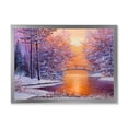 thumbnail image 1 of Designart 'Winter Landscape With Bridge Over The River' Traditional Framed Art Print, 1 of 4
